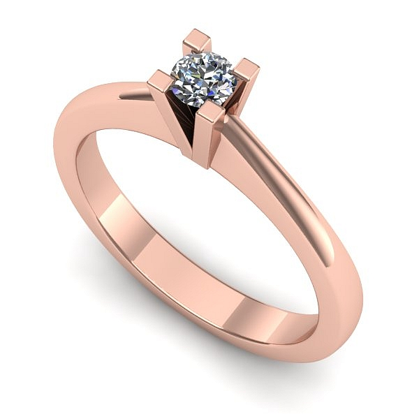 Inel de logodna din aur roz cu diamant