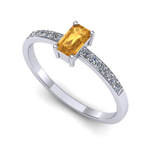 Inel de logodna din aur alb cu citrin