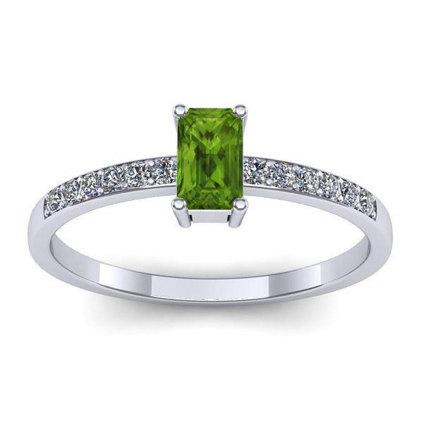 Inel de logodna cu peridot dreptunghiular