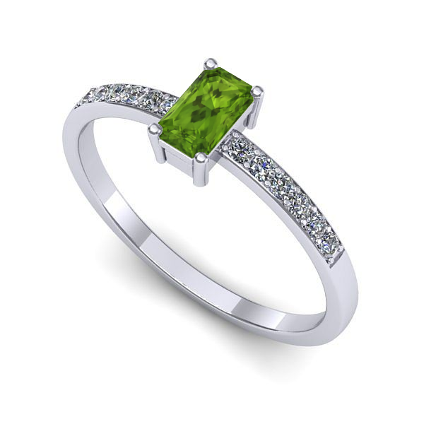 Inel logodna din aur alb cu peridot