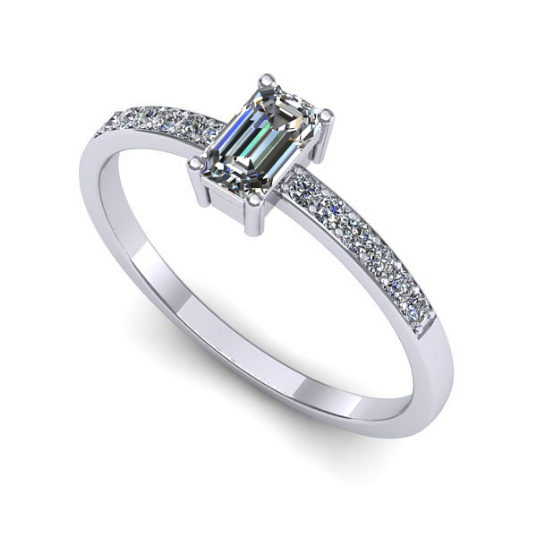 Inel logodna din aur alb cu safir alb