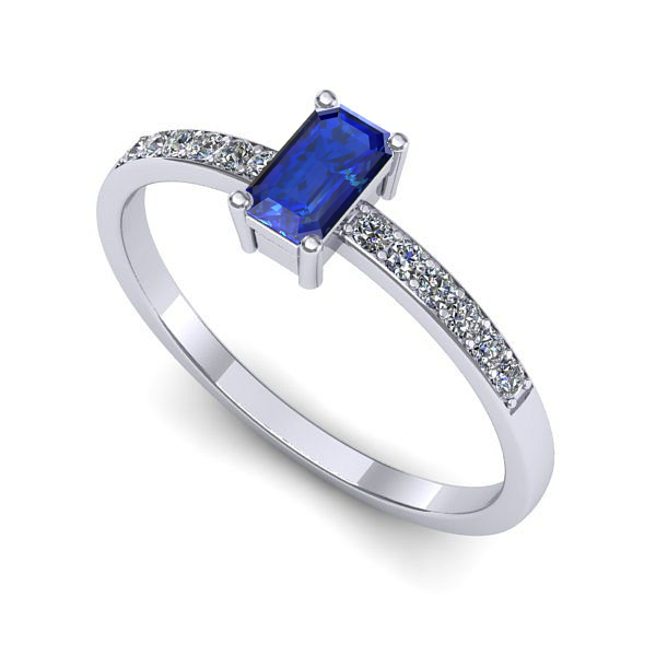 Inel din aur alb cu safir