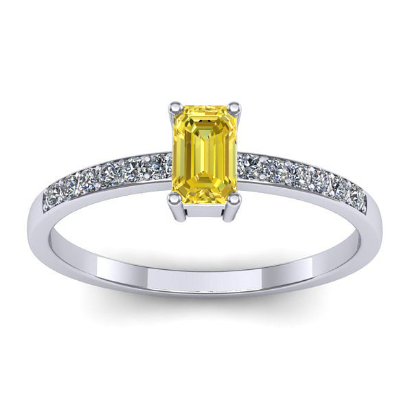 Inel de logodna cu safir galben dreptunghiular