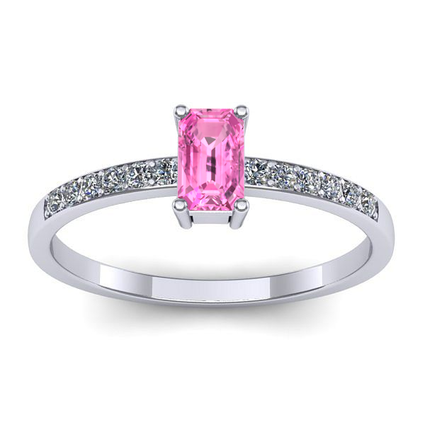 Inel cu safir roz dreptunghiular