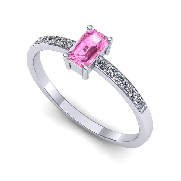 Inel din aur alb cu safir roz