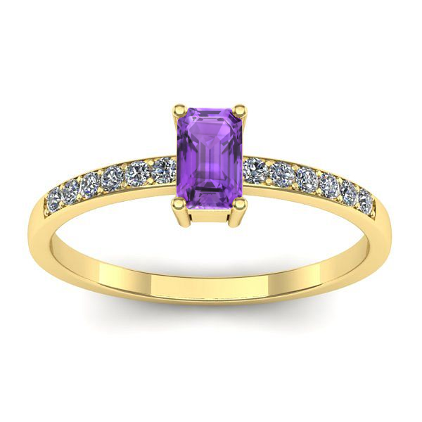 Inel cu ametist dreptunghiular