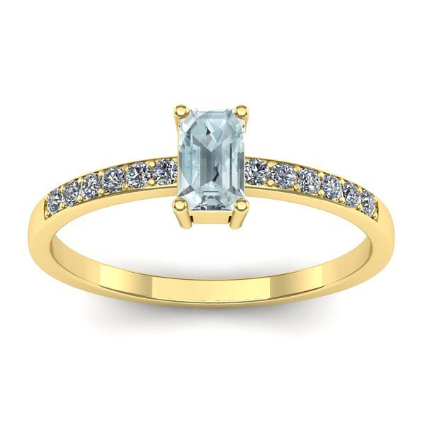 Inel de logodna cu aquamarin dreptunghiular