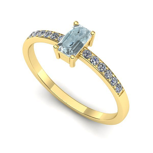 Inel de logodna din aur galben cu aquamarin