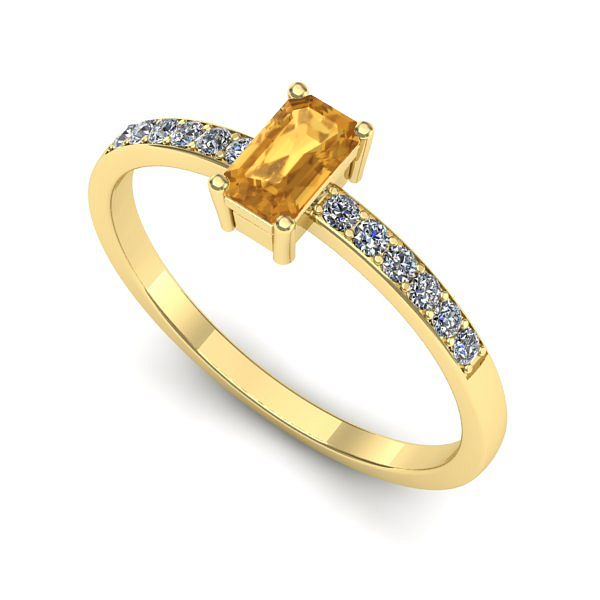 Inel logodna din aur galben cu citrin