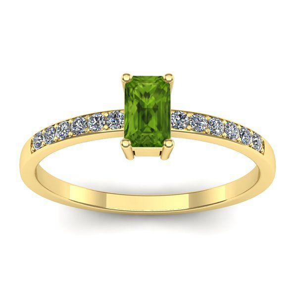 Inel de logodna cu peridot dreptunghiular