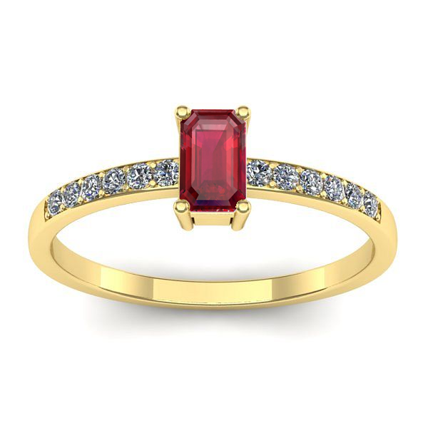 Inel cu rubin dreptunghiular