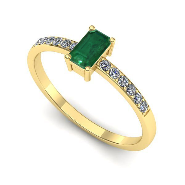 Inel logodna din aur galben cu smarald