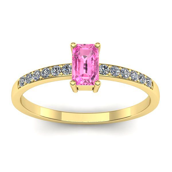 Inel logodna cu safir roz dreptunghiular