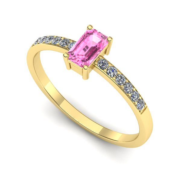 Inel de logodna din aur galben cu safir roz