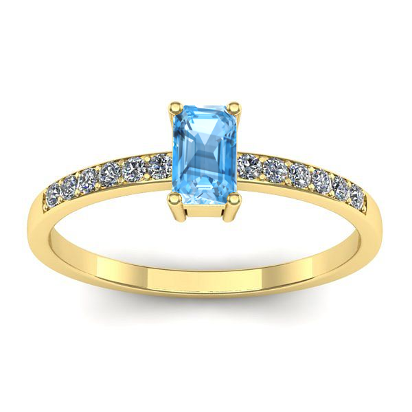 Inel cu topaz blue dreptunghiular