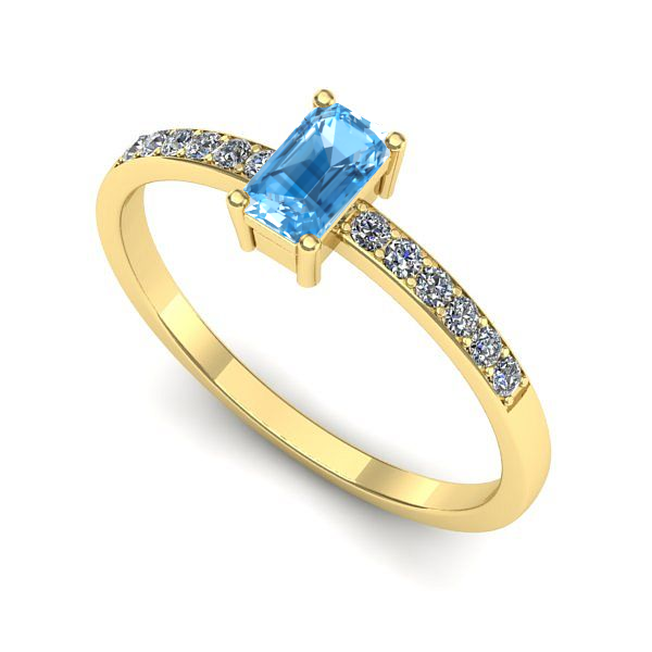 Inel din aur galben cu topaz blue