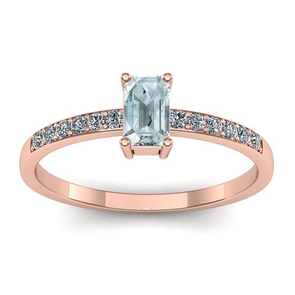 Inel cu aquamarin dreptunghiular