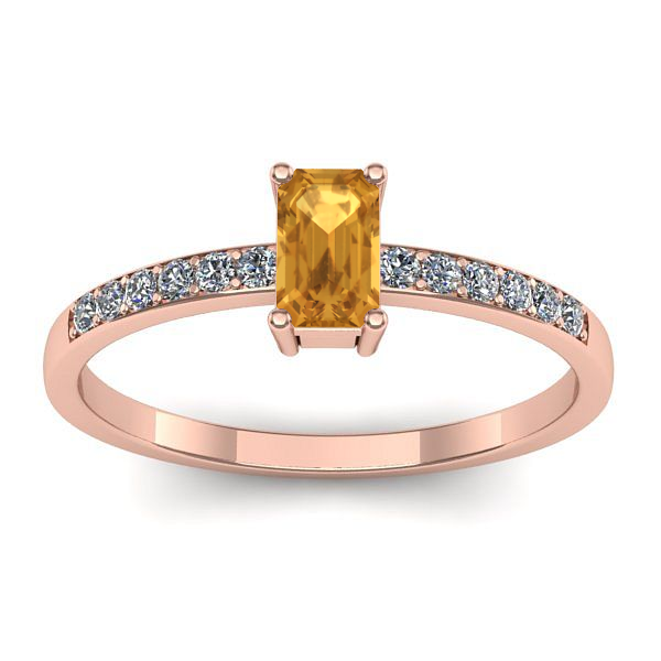 Inel cu citrin dreptunghiular