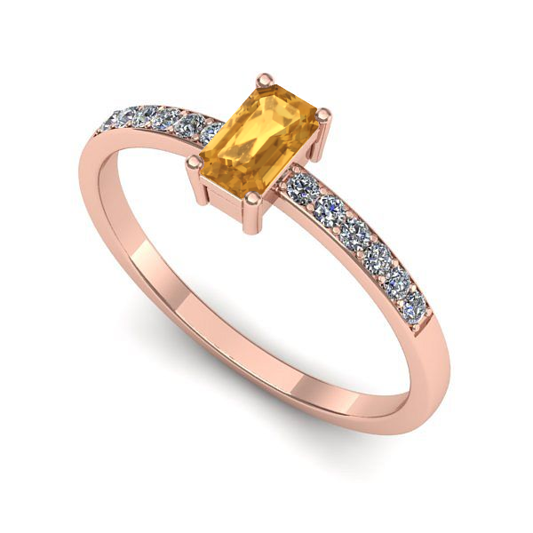 Inel de logodna din aur roz cu citrin