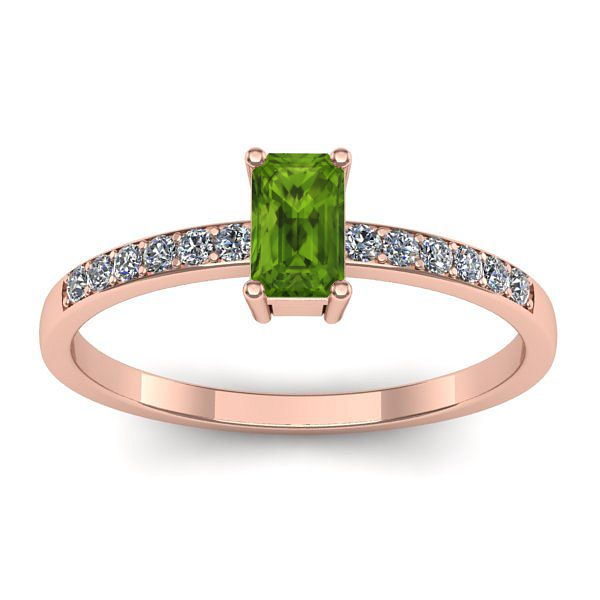 Inel logodna cu peridot dreptunghiular