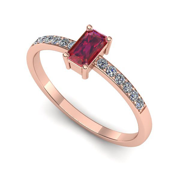 Inel logodna din aur roz cu rubin