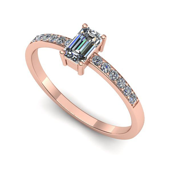 Inel de logodna din aur roz cu safir alb