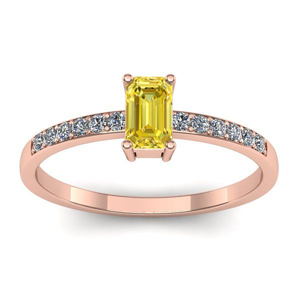 Inel logodna cu safir galben dreptunghiular