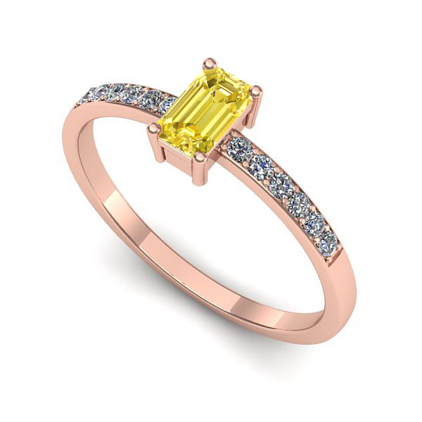 Inel logodna din aur roz cu safir galben