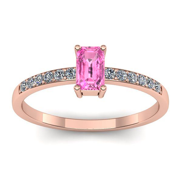 Inel cu safir roz dreptunghiular