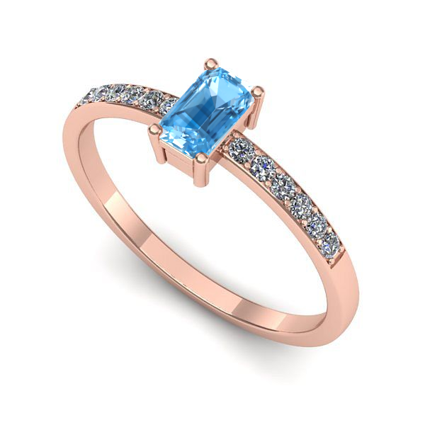 Inel de logodna din aur roz cu topaz blue