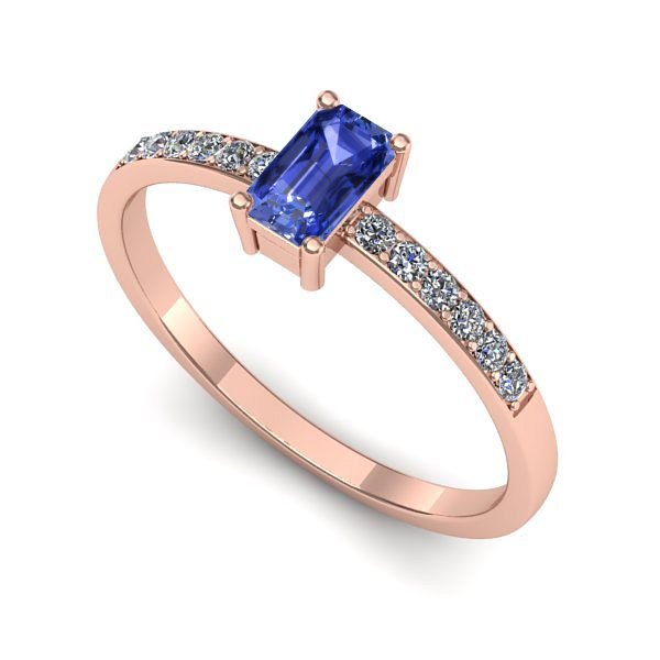Inel logodna din aur roz cu tanzanit