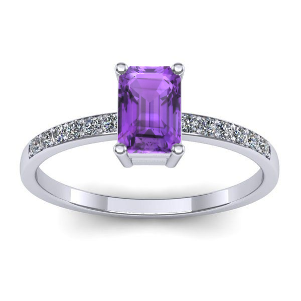 Inel de logodna cu ametist dreptunghiular
