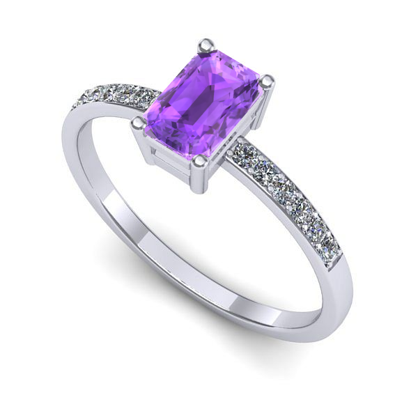 Inel de logodna din aur alb cu ametist