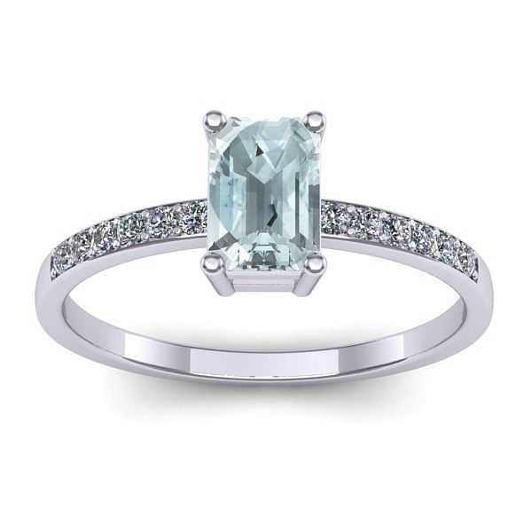 Inel cu aquamarin dreptunghiular