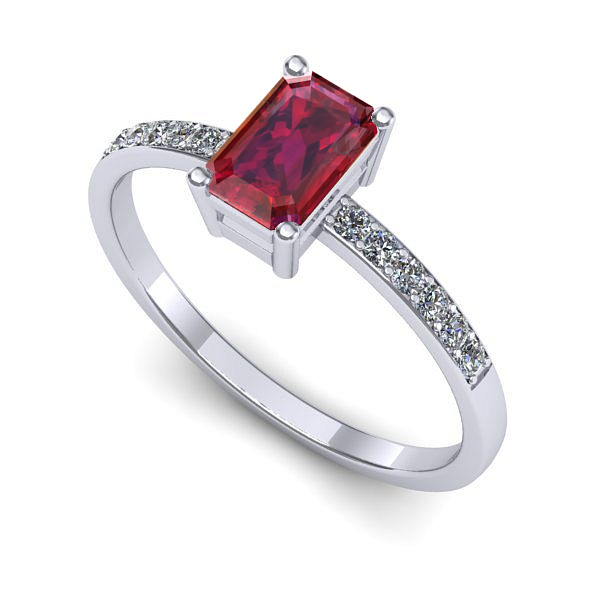 Inel de logodna din aur alb cu rubin