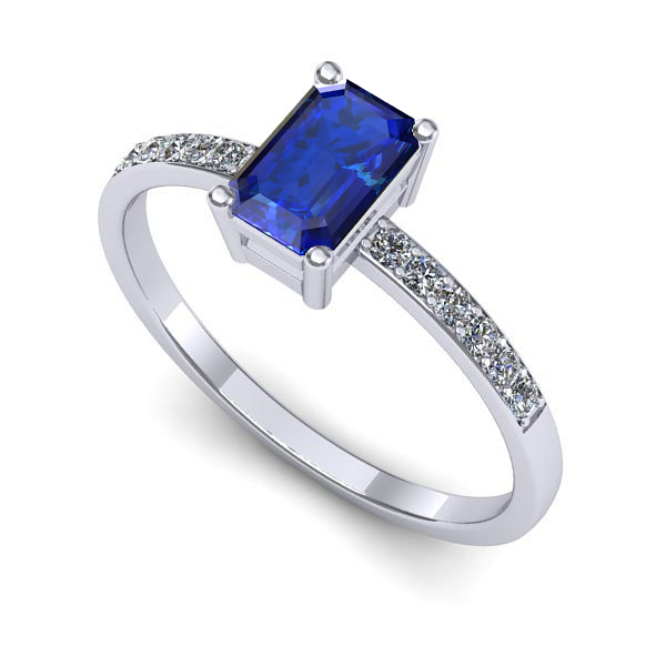 Inel de logodna din aur alb cu safir