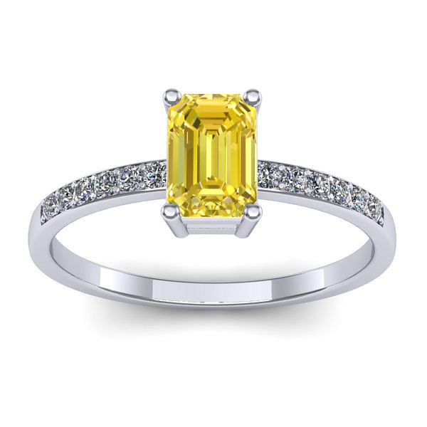 Inel logodna cu safir galben dreptunghiular