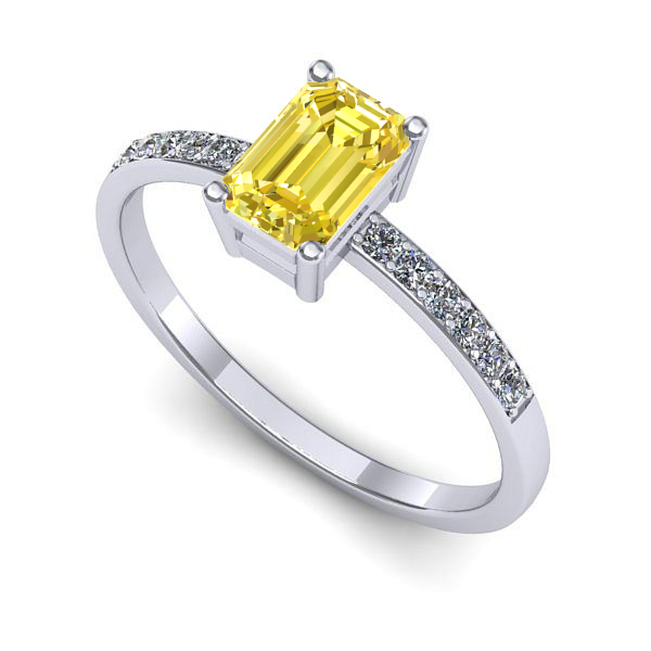 Inel din aur alb cu safir galben