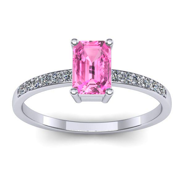 Inel cu safir roz dreptunghiular