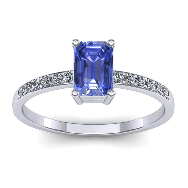 Inel de logodna cu tanzanit dreptunghiular