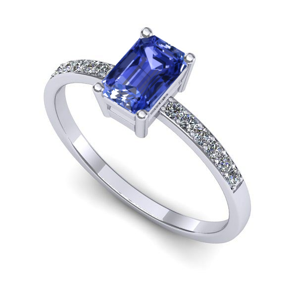 Inel logodna din aur alb cu tanzanit