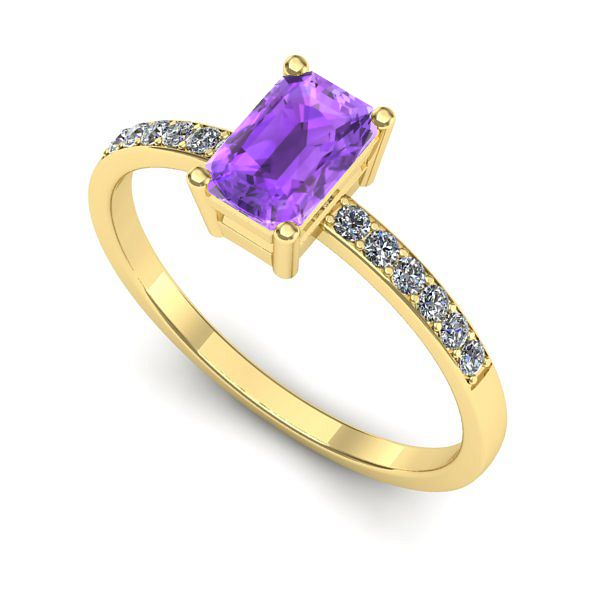 Inel logodna din aur galben cu ametist