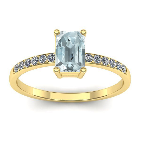 Inel de logodna cu aquamarin dreptunghiular