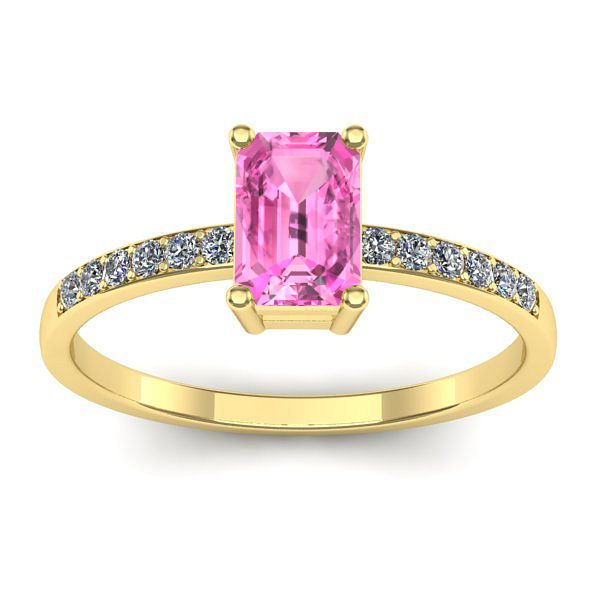 Inel logodna cu safir roz dreptunghiular