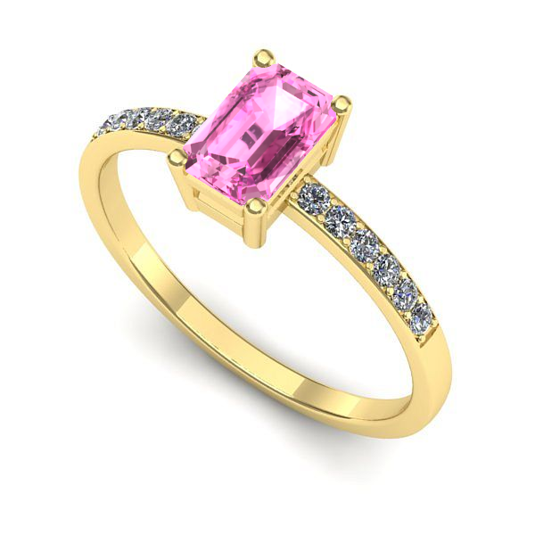 Inel din aur galben cu safir roz