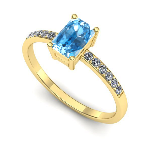 Inel din aur galben cu topaz blue