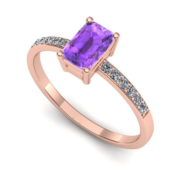 Inel de logodna din aur roz cu ametist