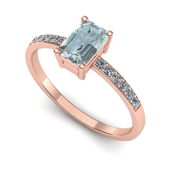 Inel din aur roz cu aquamarin