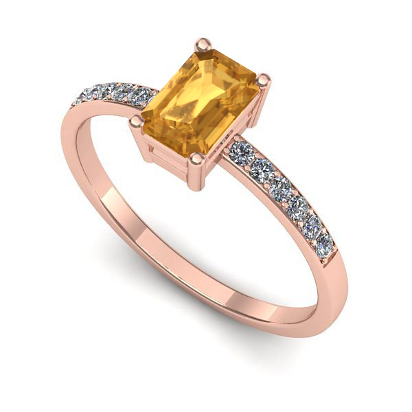 Inel din aur roz cu citrin