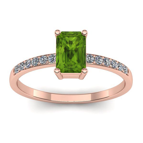 Inel de logodna cu peridot dreptunghiular
